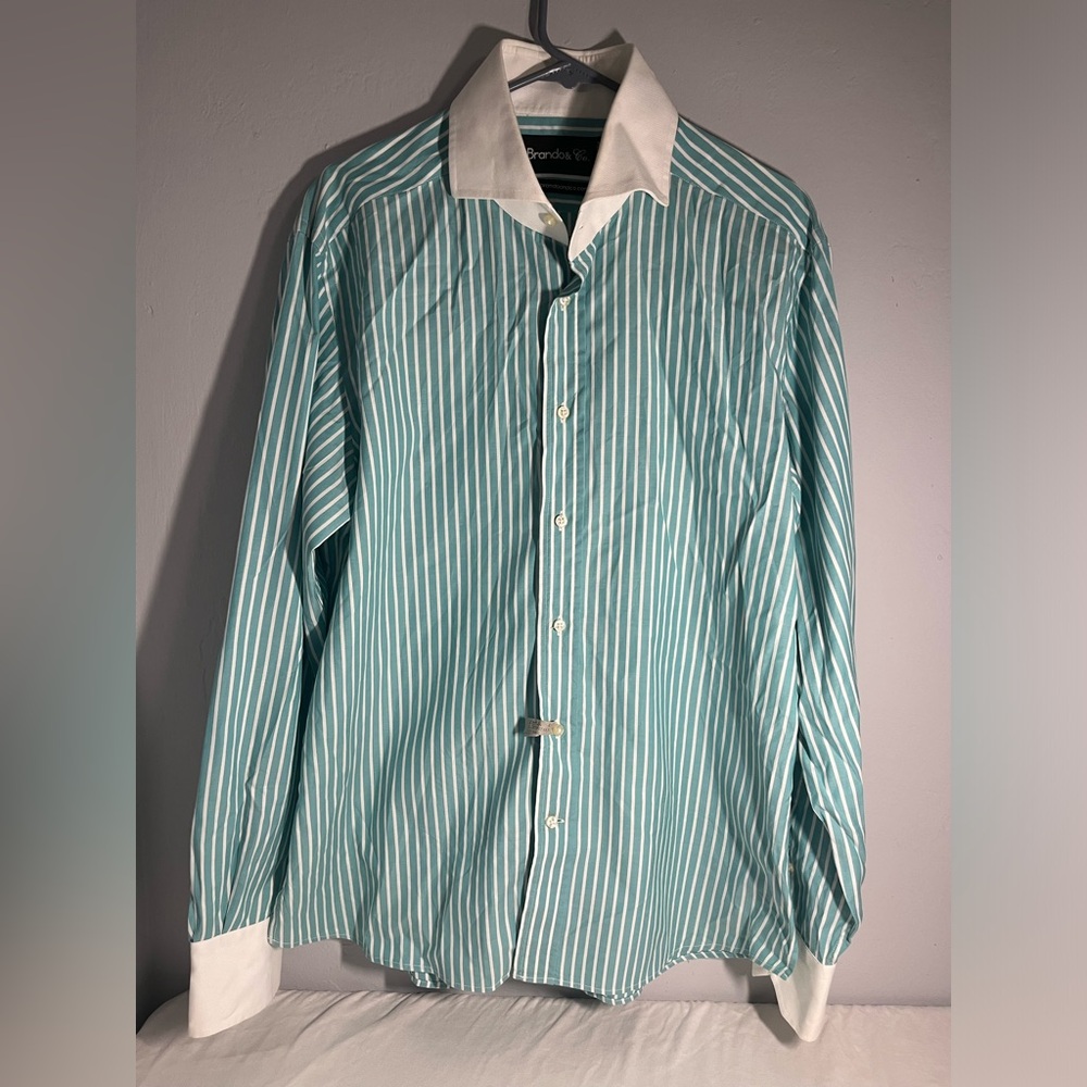 Brando & Co. Mens Shirt Striped Long Sleeve Button Up Collared Size 43 / 17